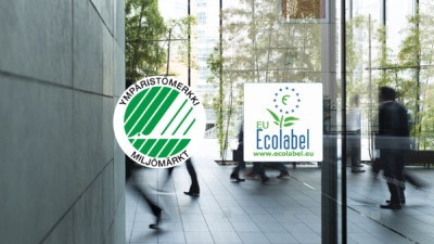 Joutsenmerkin ja EU-ympäristömerkin logot